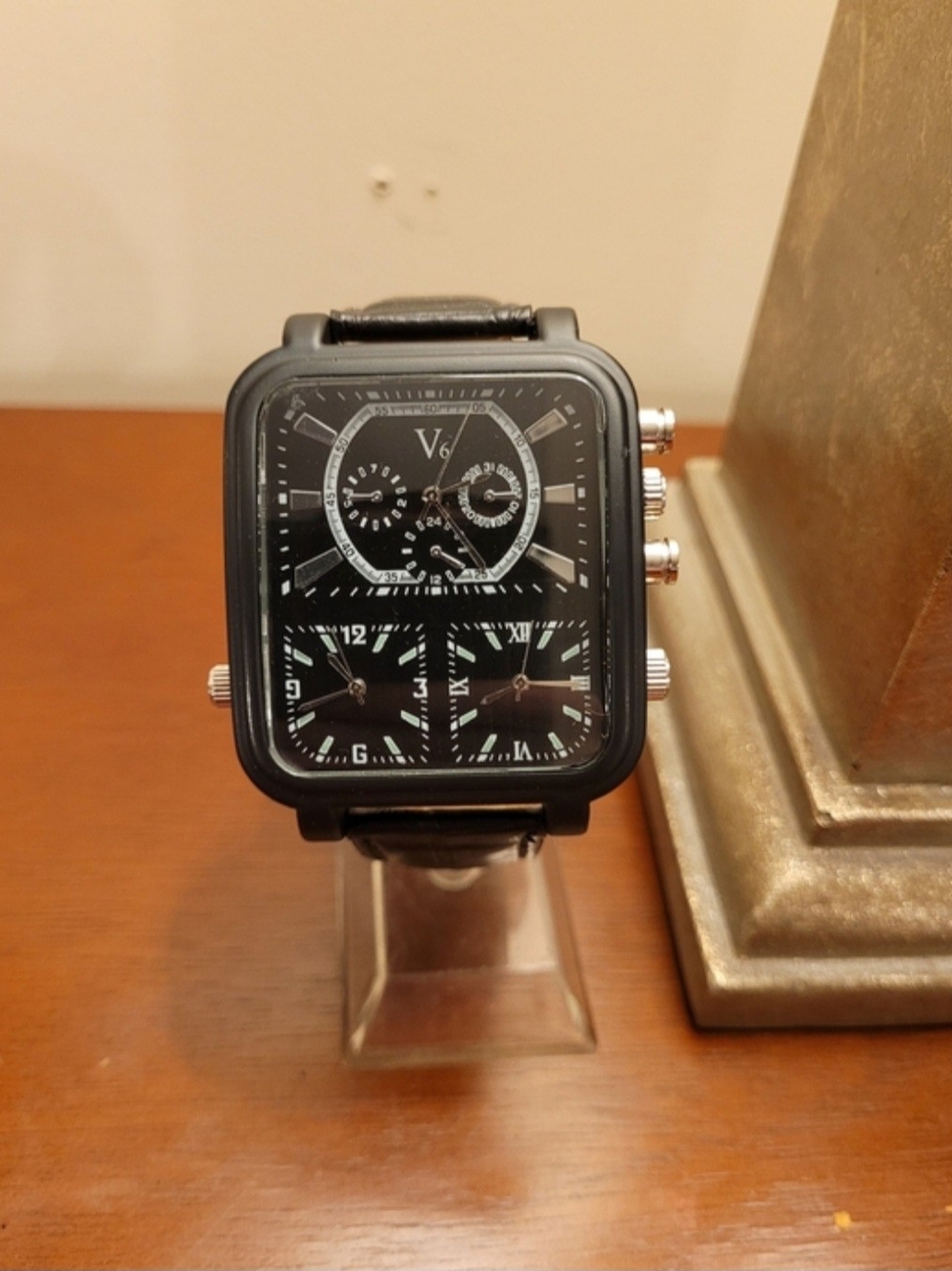 Brand New Black V6 Triple Time Men's Watch